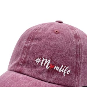 Waldeal Mom Life Hat for Women, Washed Distressed Mama Baseball Cap, Gift for Momma, Mom to Be Burgundy