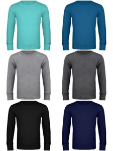 cooraby 6 pack girls boys athletic performance long sleeve shirt tops kids thermal stretch undershirt moisture wicking top