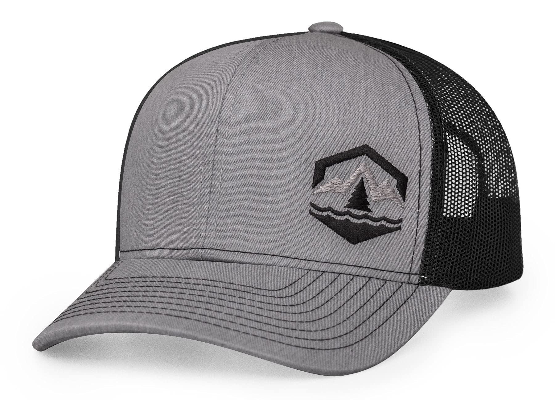 44N, Snapback Trucker Hat, Outdoors (Heather Grey/Black)