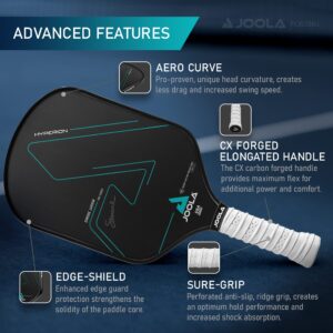 JOOLA Simone Jardim Hyperion CFS Swift Pickleball Paddle - USAPA Approved for Tournament Play - 16mm Carbon Fiber Pickle Ball Racket - Maximum Speed with High Grit & Spin, CFS 16mm Swift