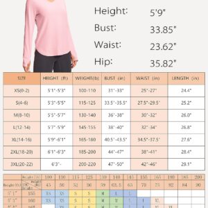 Hiverlay Long Sleeve Workout Shirts for Women V Neck UPF 50+ Athletic Shirts with Thumbhole Running Loose Active T-Shirts Pink s