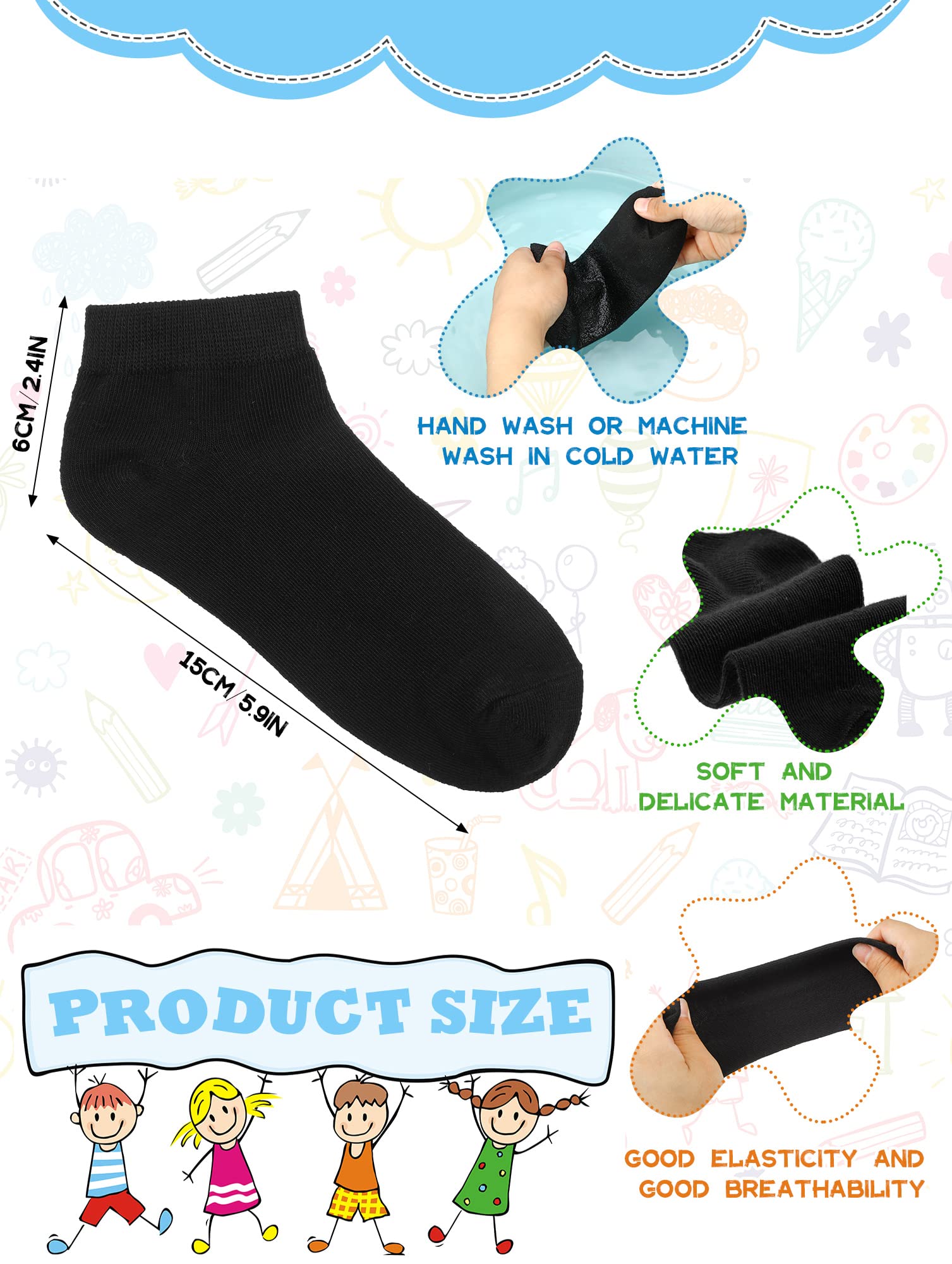 Giegxin 50 Pairs Small Socks Bulk Little Socks Low Cut Ankle small Socks Mini Anklet Socks Soft Cotton Small Socks(Black)