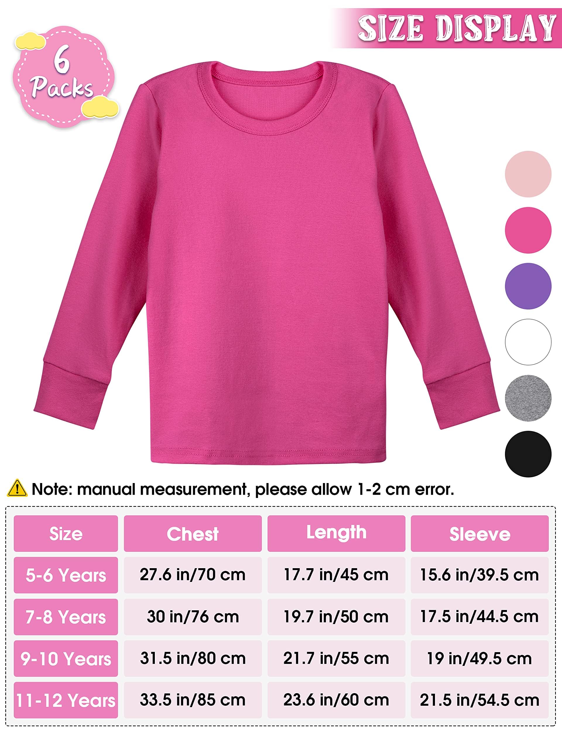 Cooraby 6 Pack Girls Boys Athletic Performance Long Sleeve Shirt Tops Kids Thermal Stretch Undershirt Moisture Wicking Top