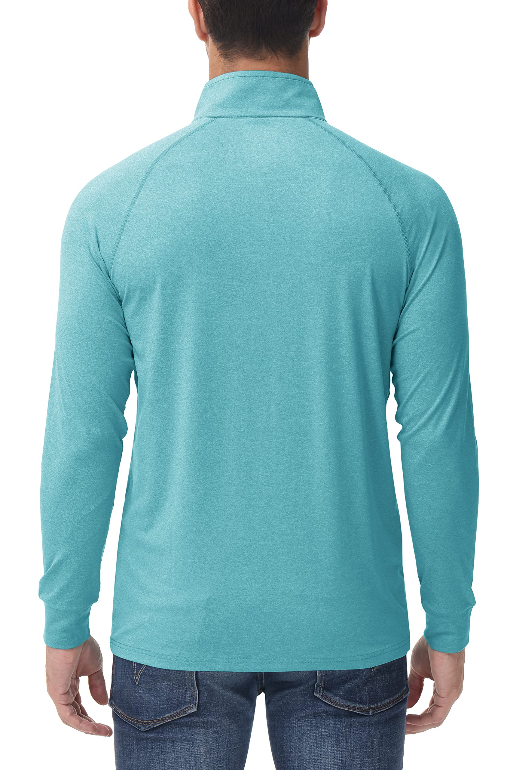 MAGCOMSEN Men's Half Zip Pullover Long Sleeve Tee Shirts UPF 50+ Quick Dry Performance Golf Tennis T-Shirt Men Light Green,S