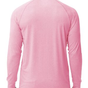 MAGCOMSEN Long Sleeve Shirts for Men Quarter Zip Pullover Mens Lightweight Golf Pullover Shirts Dry Fit Shirt Sweatshirt Pink,L