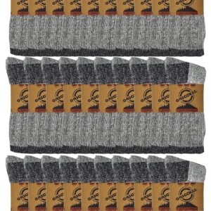 Different Touch 60 Pairs Men Wholesale Bulk Lots Wool Thermal Winter Socks, Warm Cold Resistant (Grey)