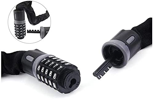 VIGAT Bicycle Lock, Mountain Bike 5-Digit Combination Lock, Anti-Theft Lock, Chain Lock, Suitable for Electric Motorcycles, Gates(Size:150cm)