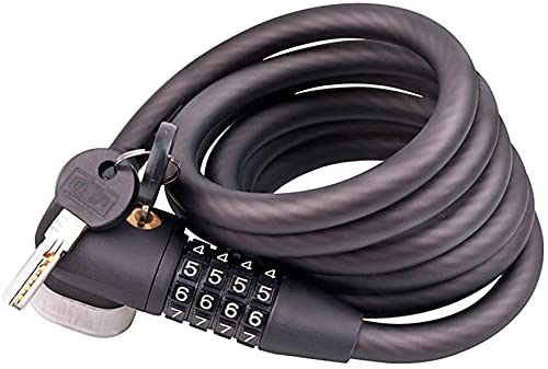 VIGAT Bicycle Lock, Scooter Bike Motorcycle Cable Chain Lock, 180X1.2Cm, Double Open Key Combination Lock, High Strength Steel Cable