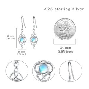 Celtic Moonstone Leverback Earrings Jewelry 925 Sterling Silver Celtic Knot Earrings Moonstone Drop Dangle Earrings Jewelry Gifts for Women Mother