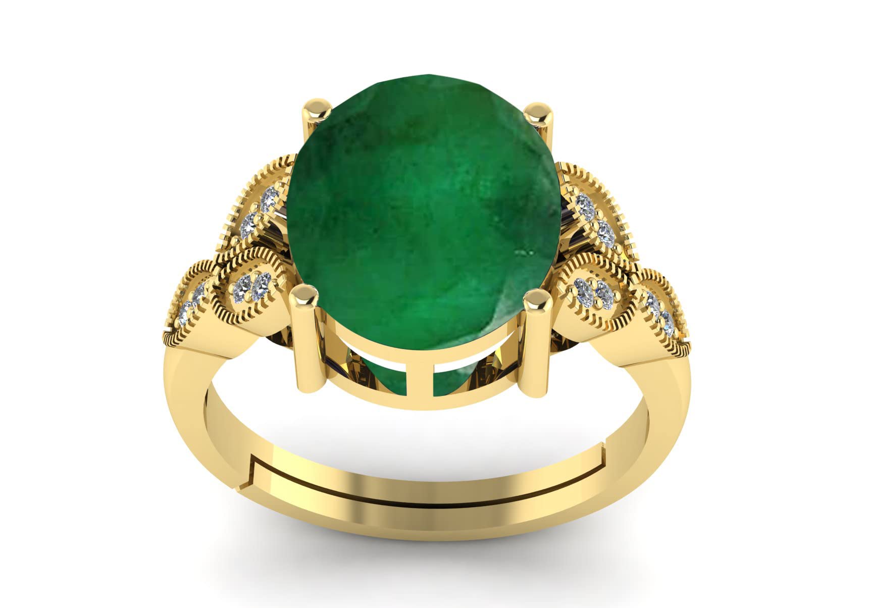 LMDPRAJAPATIS 9.25 Ratti Certified Emerald Panna Stone Gold Plated Adjustable Fine Jewelry Ring For Women's