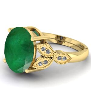 LMDPRAJAPATIS 9.25 Ratti Certified Emerald Panna Stone Gold Plated Adjustable Fine Jewelry Ring For Women's