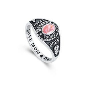 PJM Customized Sterling Silver Women Class Ring – Delicate Classic – (Sterling Silver Platinum)