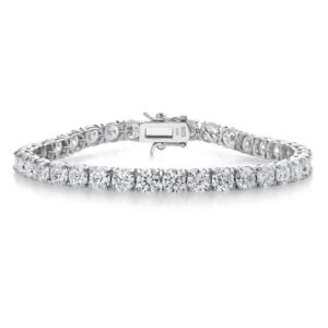 gem stone king 18.00 cttw round white moissanite tennis bracelet for women in 925 sterling silver | round 5mm | 7.25 inch