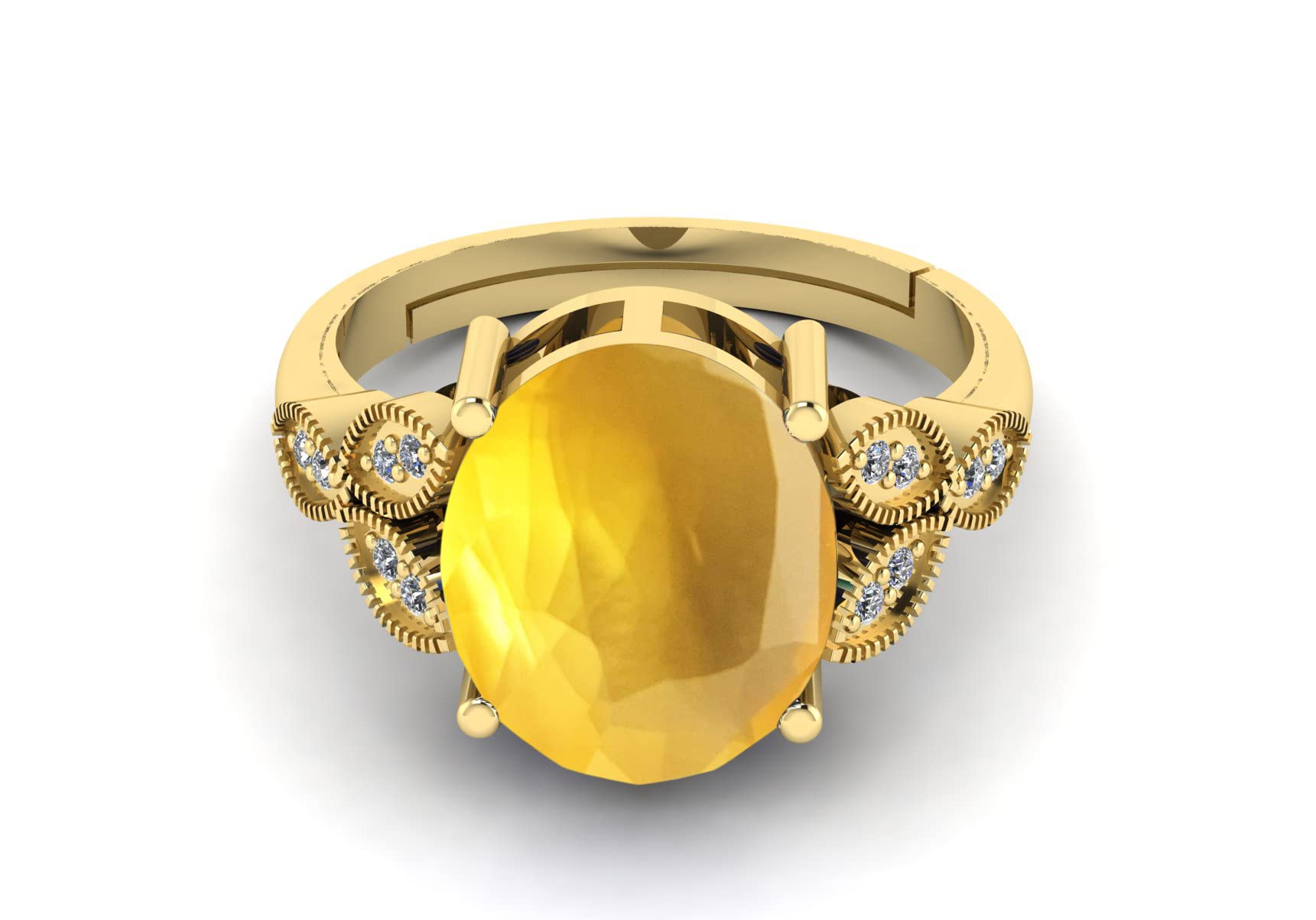 LMDPRAJAPATIS 5.25 Carat Natural Yellow Sapphire Birthstone Gold Ring For Women