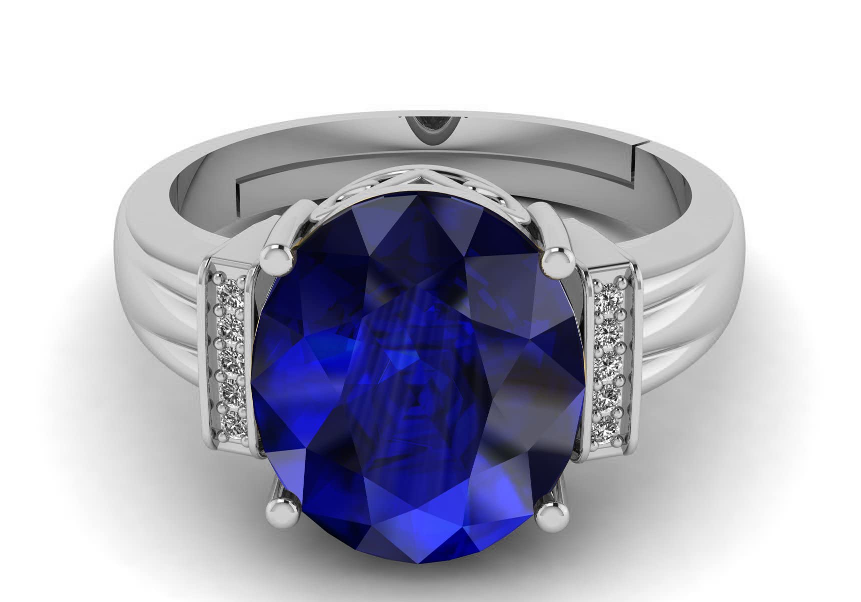 LMDPRAJAPATIS 8.25 Carat Natural Blue Sapphire Silver Plated Wedding Fashion Ring For Men And Women