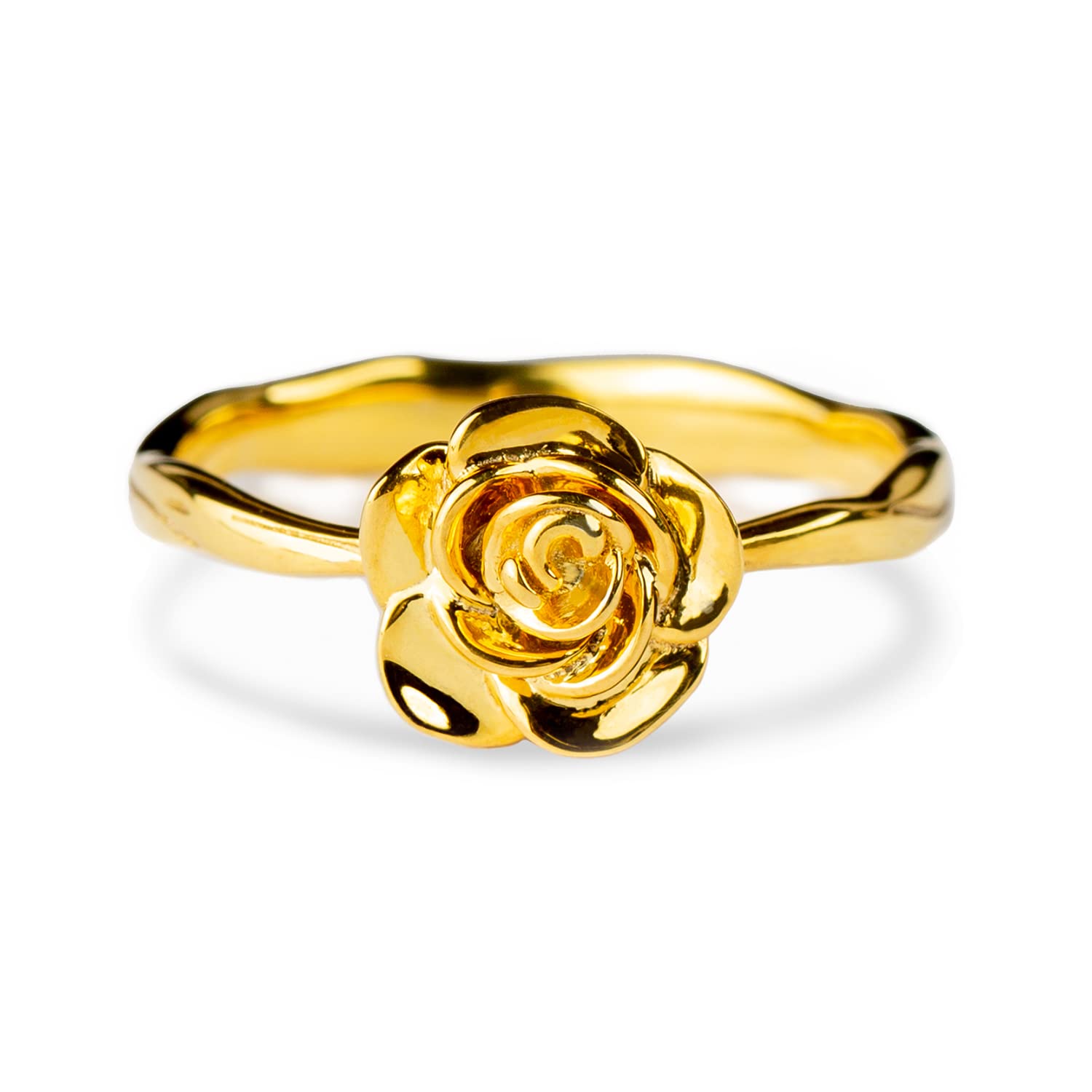 STORYJEWELLERY Story Jewellery Gold Plated Sterling Silver Rose Flower Promise Rings for Women, Dainty Rose Jewelry Gifts for Her, Birthday Christmas Valentines Gifts for Women (silver 12)