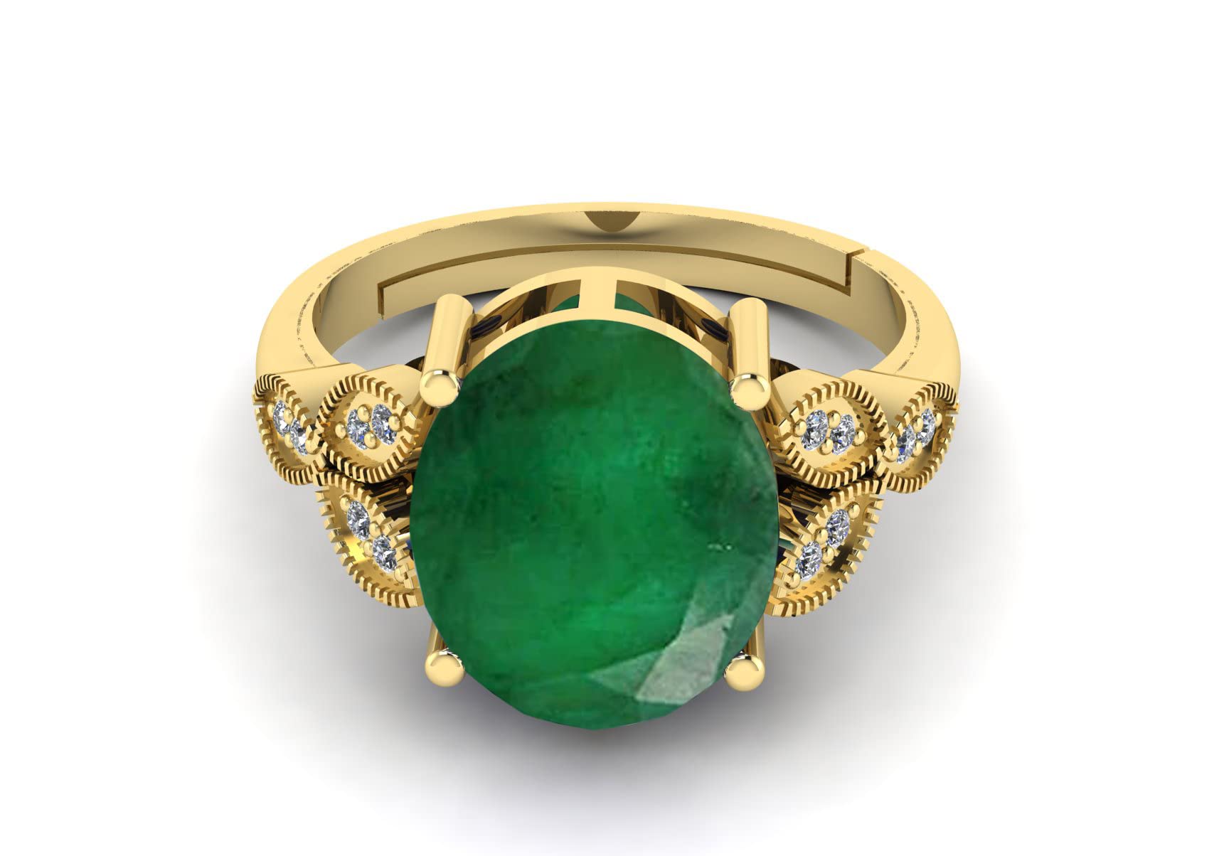 LMDPRAJAPATIS 9.25 Ratti Certified Emerald Panna Stone Gold Plated Adjustable Fine Jewelry Ring For Women's