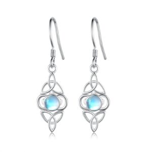 Celtic Moonstone Leverback Earrings Jewelry 925 Sterling Silver Celtic Knot Earrings Moonstone Drop Dangle Earrings Jewelry Gifts for Women Mother