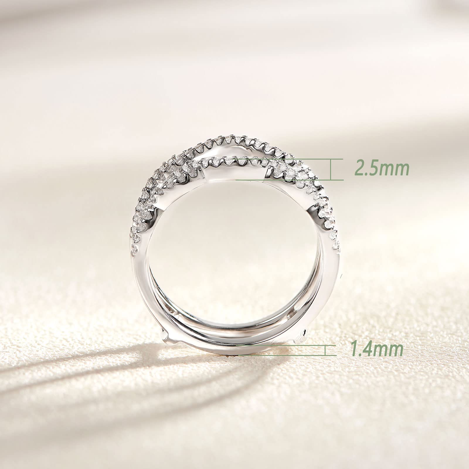 Wuziwen Sterling Silver Women's Ring Guard Enhancer for Engagement Rings Wedding Band CZ Size 6.5