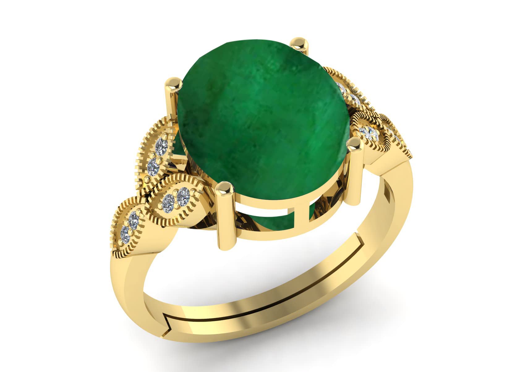 LMDPRAJAPATIS 9.25 Ratti Certified Emerald Panna Stone Gold Plated Adjustable Fine Jewelry Ring For Women's