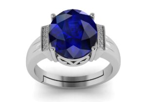 lmdprajapatis 8.25 carat natural blue sapphire silver plated wedding fashion ring for men and women