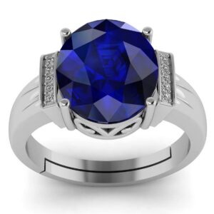 LMDPRAJAPATIS 8.25 Carat Natural Blue Sapphire Silver Plated Wedding Fashion Ring For Men And Women