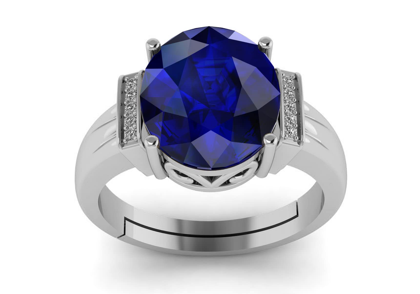 LMDPRAJAPATIS 8.25 Carat Natural Blue Sapphire Silver Plated Wedding Fashion Ring For Men And Women