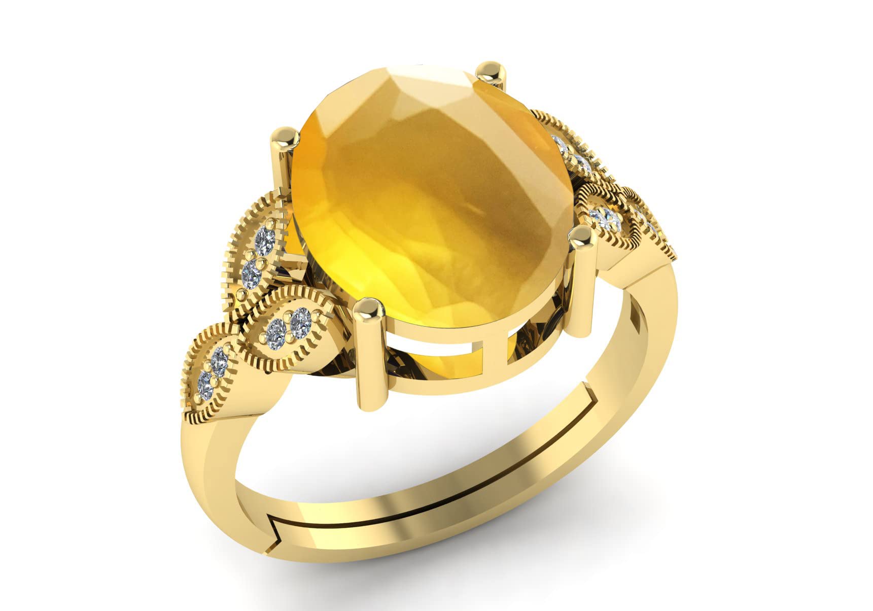 LMDPRAJAPATIS 5.25 Carat Natural Yellow Sapphire Birthstone Gold Ring For Women