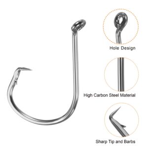 PATIKIL 1# - 8/0# Fishing Circle Hooks Kit, 1 Set Carbon Steel Offset Hook with Barbs for Freshwater Saltwater, Black