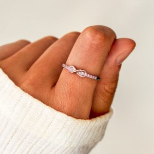 Infinity Ring for Women, Silver Love Knot Ring for Women, Promise Matching Couple Ring for Wife, Infinity Knot Ring for Girlfriend, Valentines Day Gift Infinity Ring for Women (all S 08)