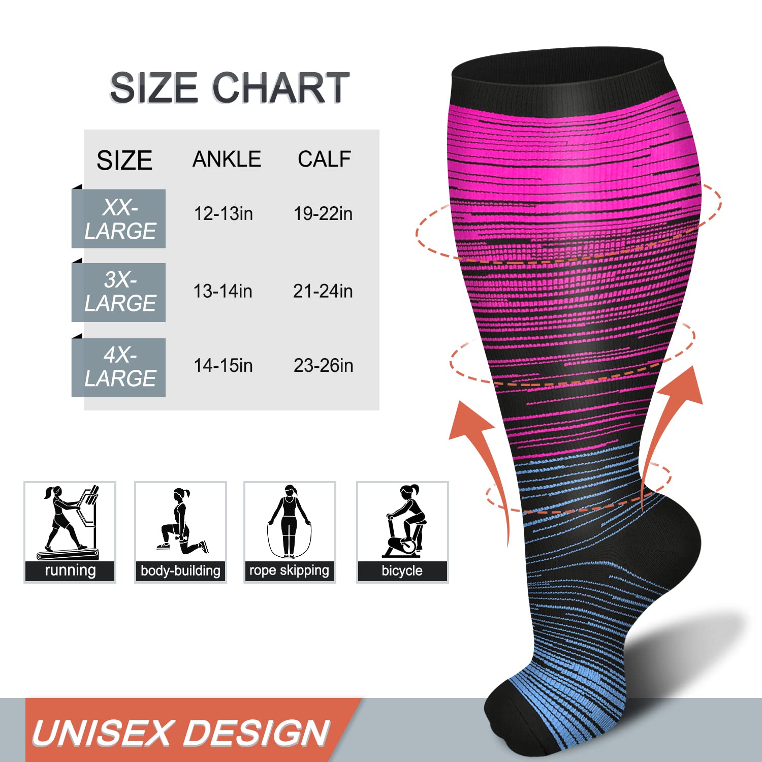 Diu Life 3 Pairs Plus Size Compression Socks for Women and Men Wide Calf Extra Knee High Support for Circulation