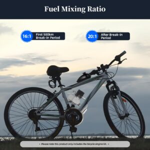 Upgraded 100cc Bicycle Engine, 2 Stroke Motorized Bike Motor Conversion Kit CDI Air-Cooling Petrol Gas Fit for 26"-28" Bikes with V-Frame, Super Fuel-efficient Air-Cooling Modified Full Set