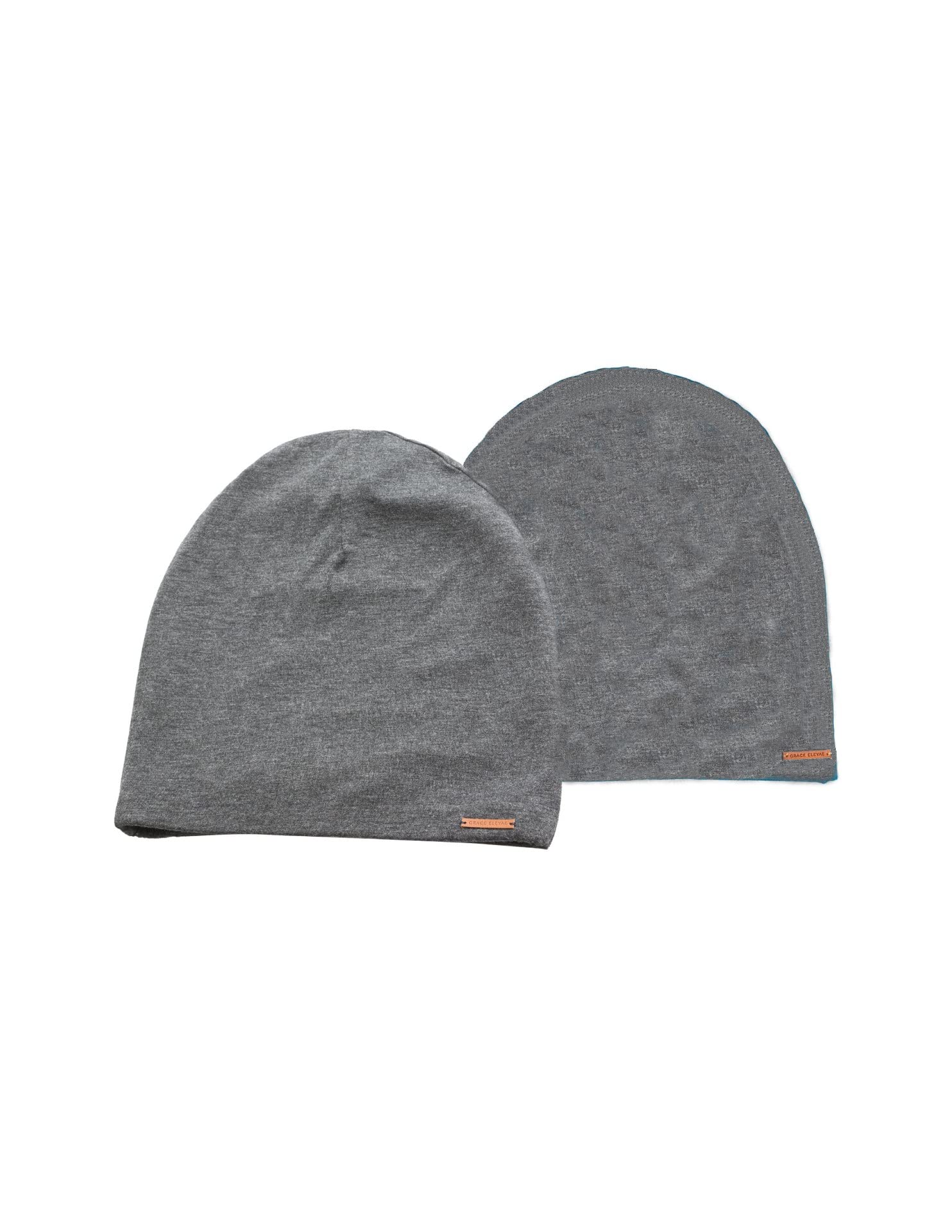 Grace Eleyae Women's Adjustable Satin Lined Sleep Cap Slap Stylish Beanie Hair Care Hat, 2-Pack Gray