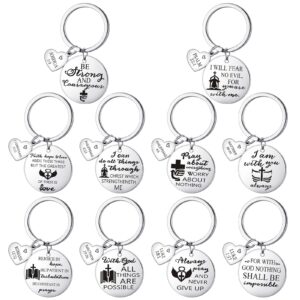 10 Pieces Christian Keychains for Women Bible Verse Keychain Christian Mom Gift for Women Faith Religious Keychains for Women Men Christian Inspirational Keychains Easter Prayer Christian Keyring