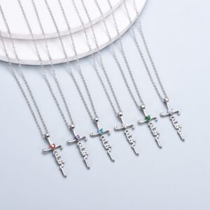 Nupdot Silver Cross Necklace for Women, Sterling Silver Chain March Birthstone Faith Cross Pendant Necklaces Christmas Christian Religious Birthday Gifts for Her, with Gifts Box