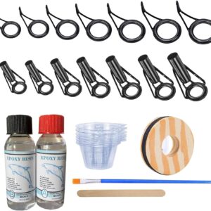 Fishing Rod Repair Kit with Glue,Fishing Rod Tips Guides Replacement Kit Rod Eyelet Stainless Steel Ceramic Ring Repair Kit