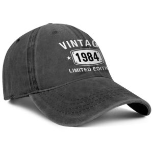 40th Birthday Gifts for Men Women Hats Vintage 1984 Baseball Cap Limited Edition Black