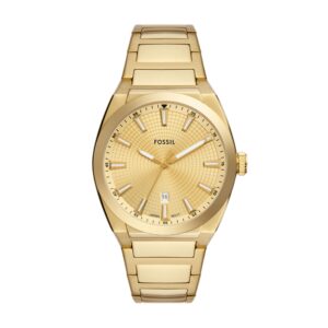 fossil men's everett quartz stainless steel three-hand watch, color: gold (model: fs5965)