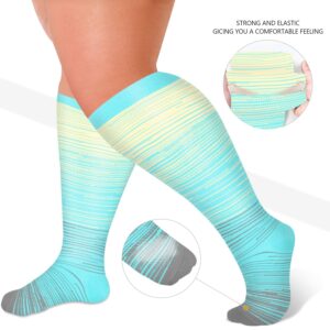 3 Pairs Plus Size Compression Socks for Women and Men Wide Calf Extra Knee High Support for Circulation