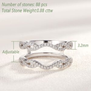 Wuziwen Sterling Silver Women's Ring Guard Enhancer for Engagement Rings Wedding Band CZ Size 6.5