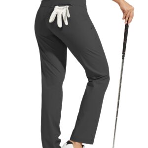 Willit Women's Golf Pants Stretch Hiking Pants Quick Dry Lightweight Outdoor Casual Pants with Pockets Water Resistant Deep Gray 12