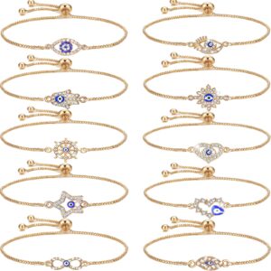 10pcs gold evil eye bracelets mexican bracelets adjustable hamsa bracelet set mal de ojo bracelet lucky amulet evil eye jewelry for women