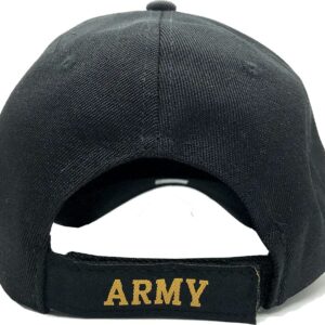 U.S. Army Baseball Caps Hats Military Apparel | Retired Veteran | 3D Embroidered | Adjustable (Black with Flag)