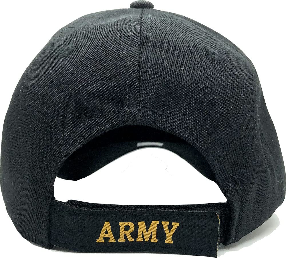 U.S. Army Baseball Caps Hats Military Apparel | Retired Veteran | 3D Embroidered | Adjustable (Black with Flag)