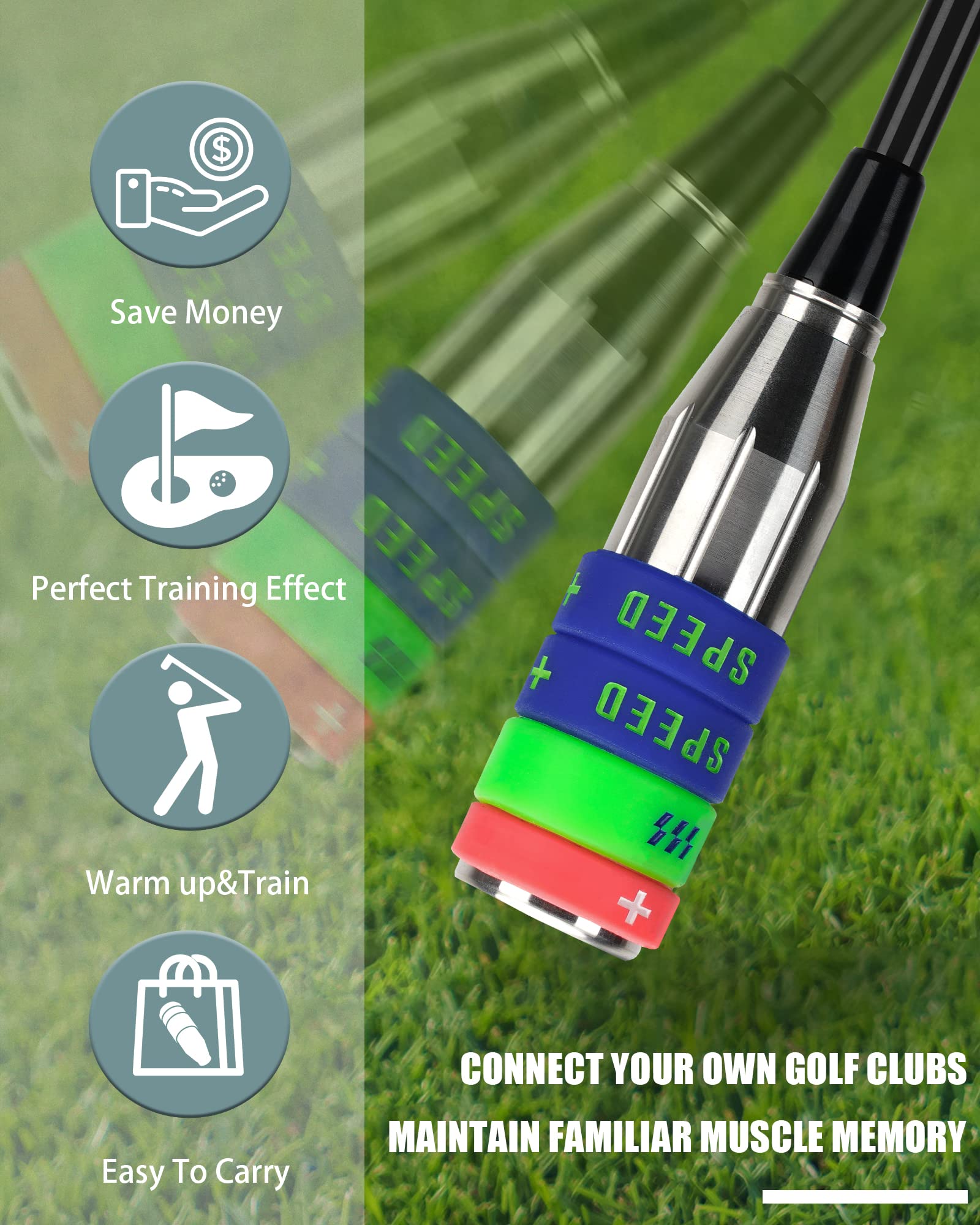 Big Crazy Golf Swing Speed Trainer Adjustable, Golf Training Equipment Three Weight Configuration Options, Golf Tempo Training Aids Connect Your Golf Clubs for Callaway