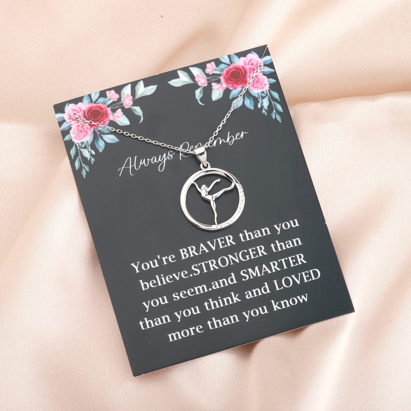 WSNANG Dancer Necklace Dance Recital Dancer Gift Dance Pendant Jewelry for Daughter Niece Granddaughter Dance Lover Graduation Gift (nc-braver card)