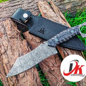 Custom hand made Damascus steel hunting knife,11" inches Skinner,out door survival camping,fix blade, classic, Christmas gift, nice grip handle,sharp, slicer, Leather sheath HUNT-01