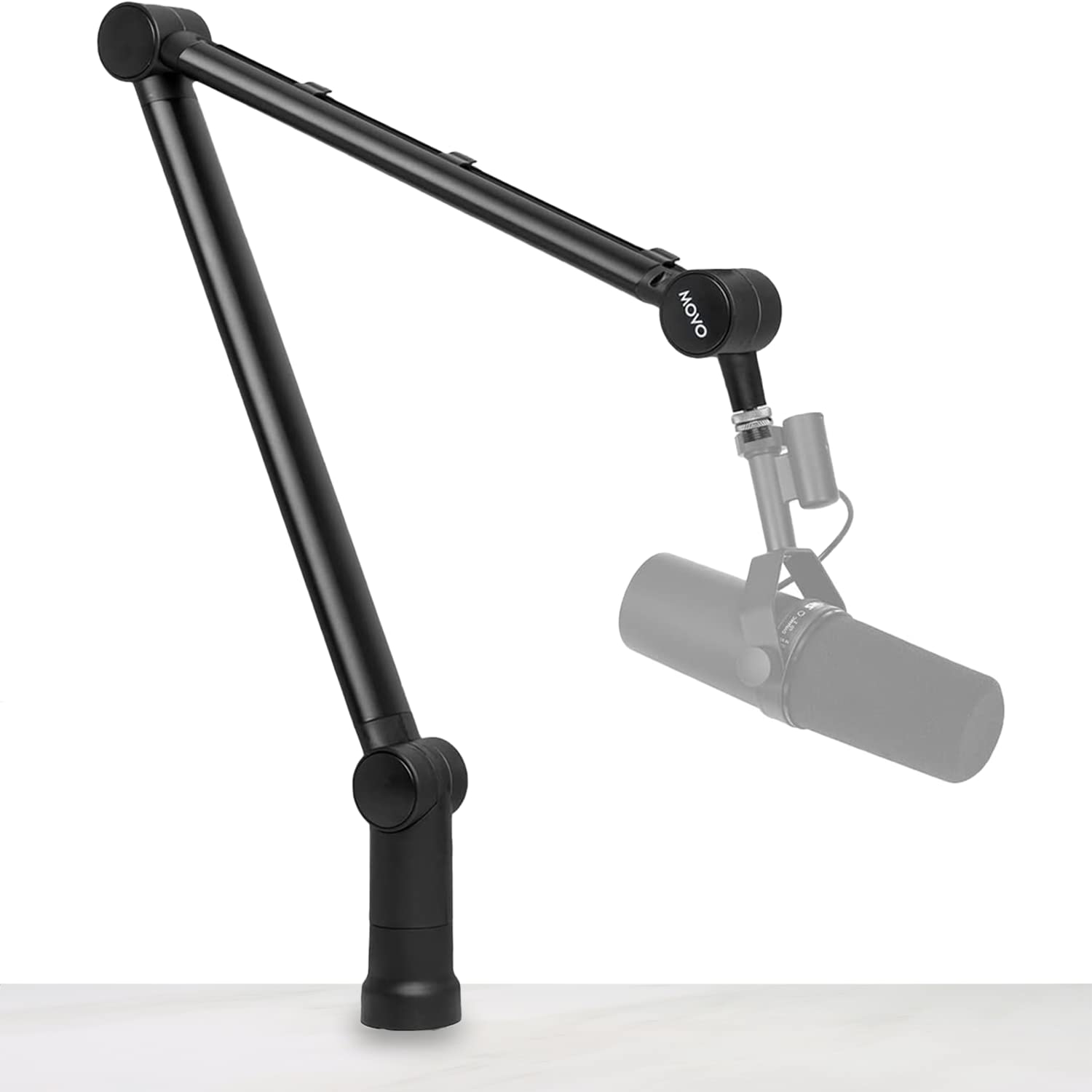 Movo ASM-7 Desktop Mic Boom Arm Stand - Desk Mic Stand with Desktop Clamp - Adjustable Microphone Arm Desk Mount - Compatible with Shure SM7B/MV7, Blue Yeti, HyperX Quadcast, Rode PodMic, and More