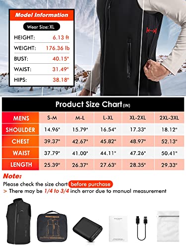 ECIFEE Men's Rechargeable Heated Windproof Lightweight Golf Vest Outerwear with Pockets, Softshell Vests with Battery for Running Hiking