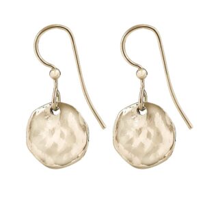 Spirit by Silver Forest Gold Tone Small Hammered Disc Dangling Earrings